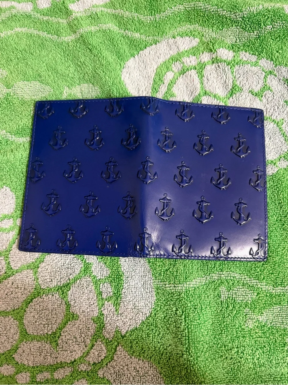 Jack Spade Blue Embossed Anchor Card Holder